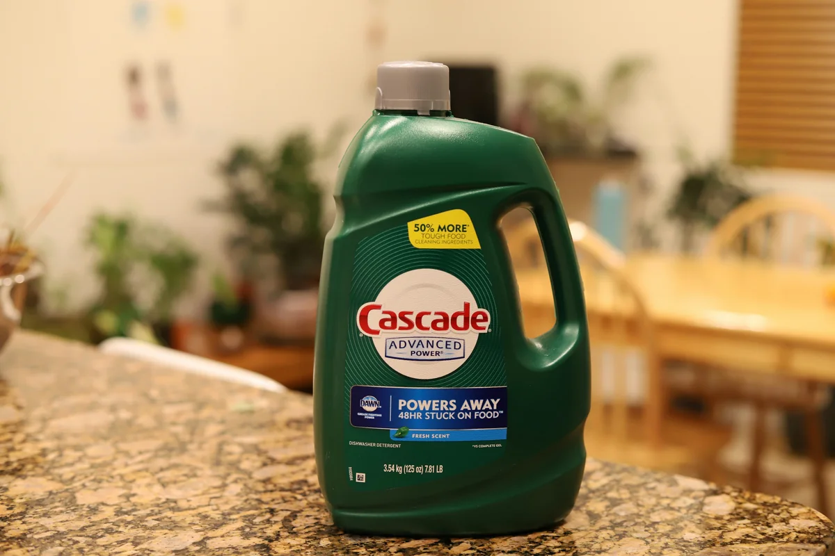 a bottle of cascade liquid sitting on top of a counter - best alternative products to mainstream household giants