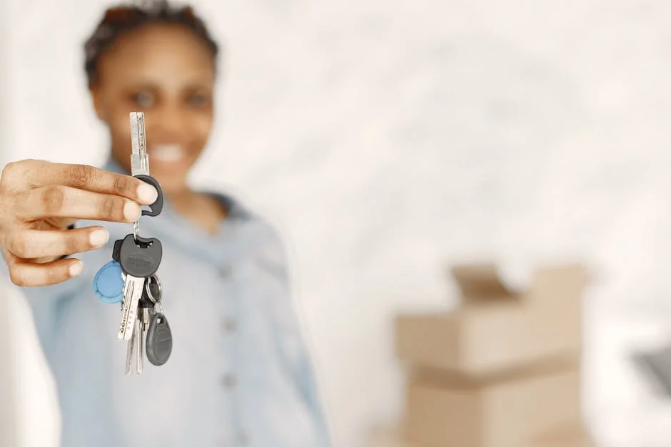 Close-up of a woman holding keys with a blurred background, symbolizing a new home or real estate concept. - best budgetfriendly daily essentials for homeowners 2026