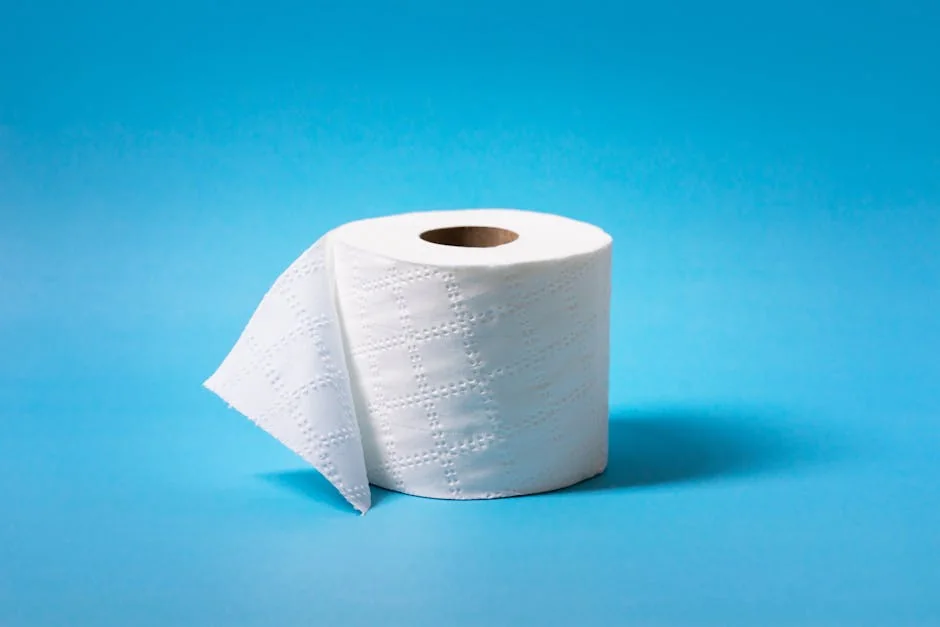 A single roll of toilet paper is isolated against a vibrant blue background, offering ample copy space. - best budgetfriendly daily essentials for homeowners 2026