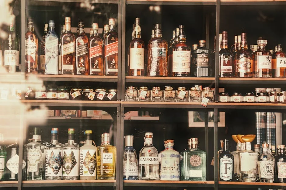 A diverse selection of liquor bottles elegantly displayed on shelves in Valletta, Malta. - honest comparison of premium vs generic household brands