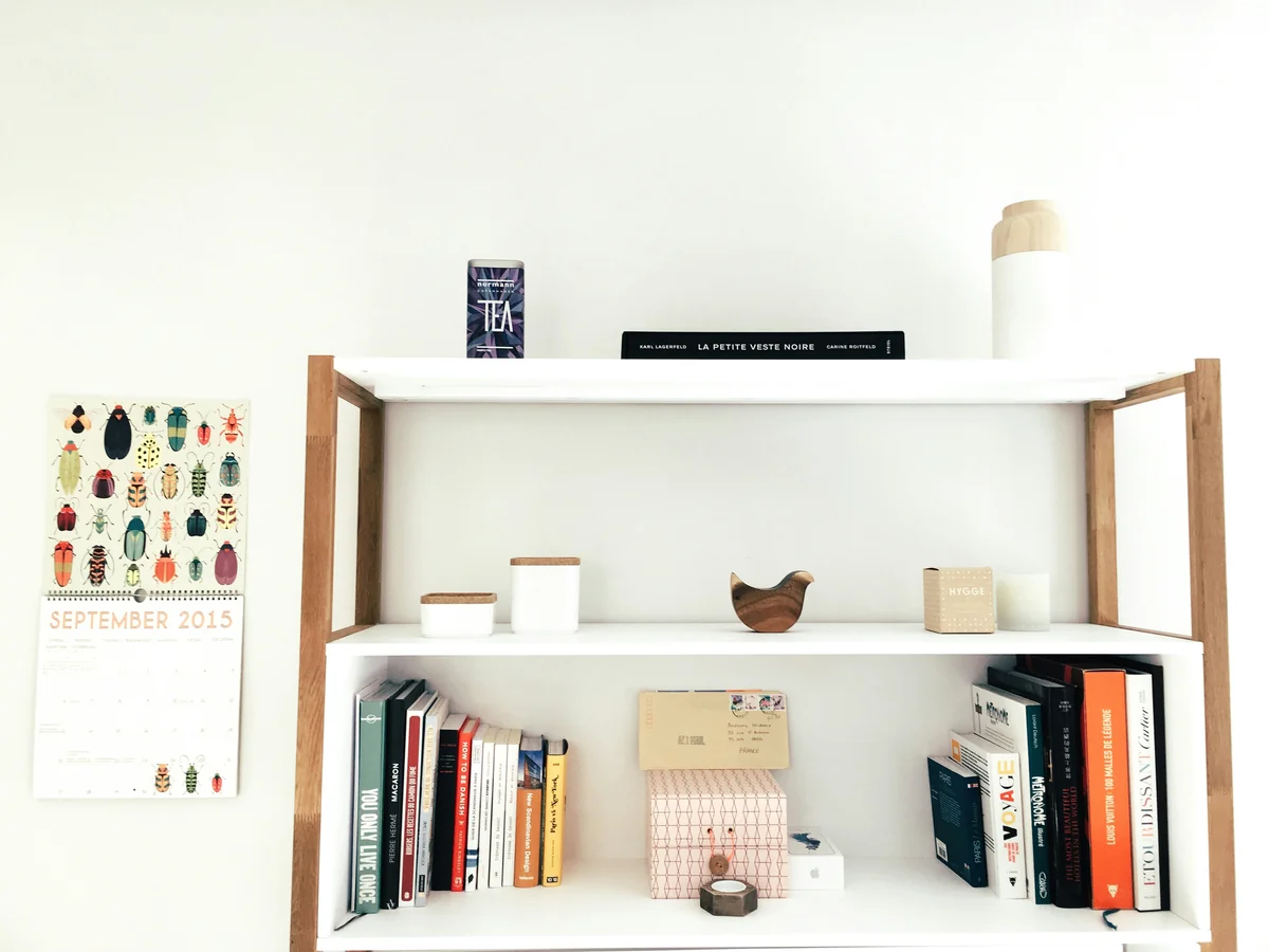 books on shelf - top minimalist daily products for a clutterfree life