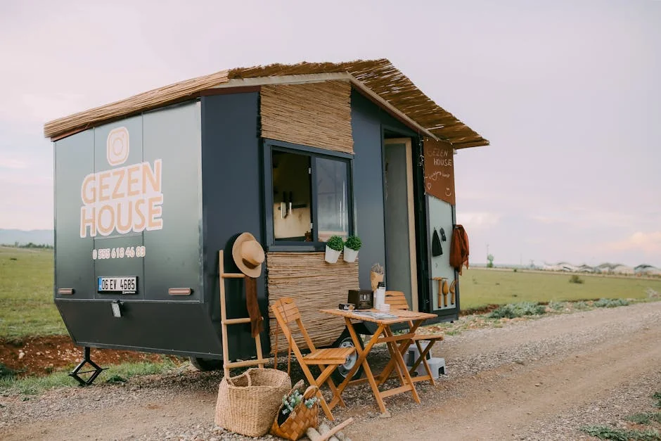 A charming tiny mobile home set in nature, perfect for travel and adventure. - top spacesaving gadgets for tiny house living